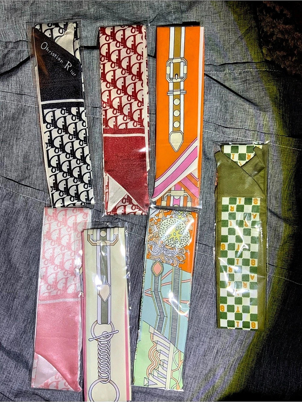 Patterned Scarves/twillies Set of 7